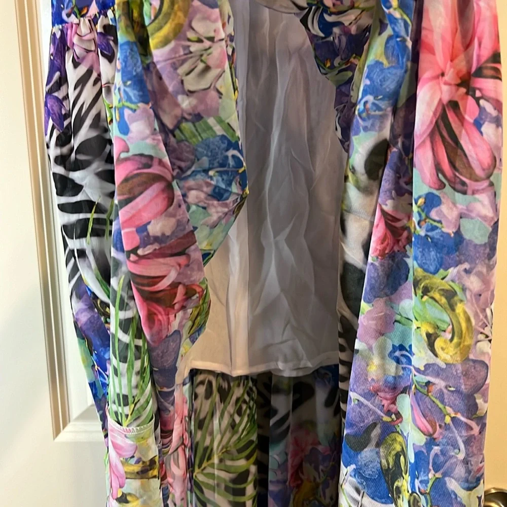 Boston Proper tropical print chiffon skirt - Picture 3 of 5